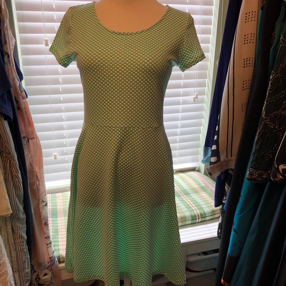 Turqoise and white polka dot dress